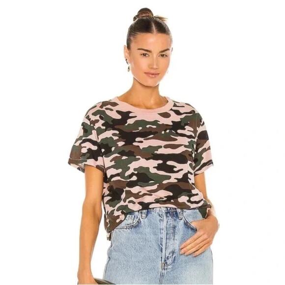 NILI LOTAN Brady Tee in Dusty Pink Camouflage Cotton Casual Women's‎ MEDIUM NWT - Picture 1 of 9